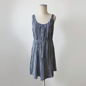 RW&CO Navy Striped Belted Tank Dress Small